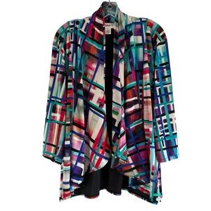 🌺PECK & PECK Colorful Geometric Open Front Cardigan Size 1X — GORGEOUS!!!🌺